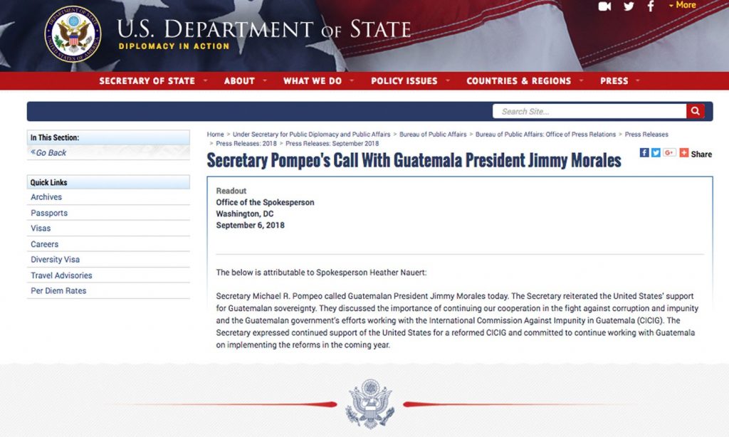 El Gobierno de Estados Unidos reitera apoyo por la decisión del presidente Morales 1 comunicado estados uidos
