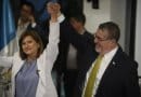 fotografía del binomio electo Bernardo Arévalo y Karin Herrera